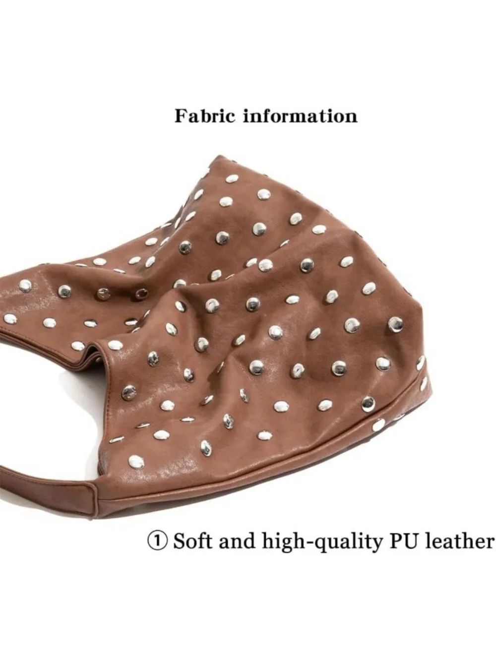 Stylish Vegan Leather Studded Hobo Bag - Soft Slouchy Tote Handbag for Women